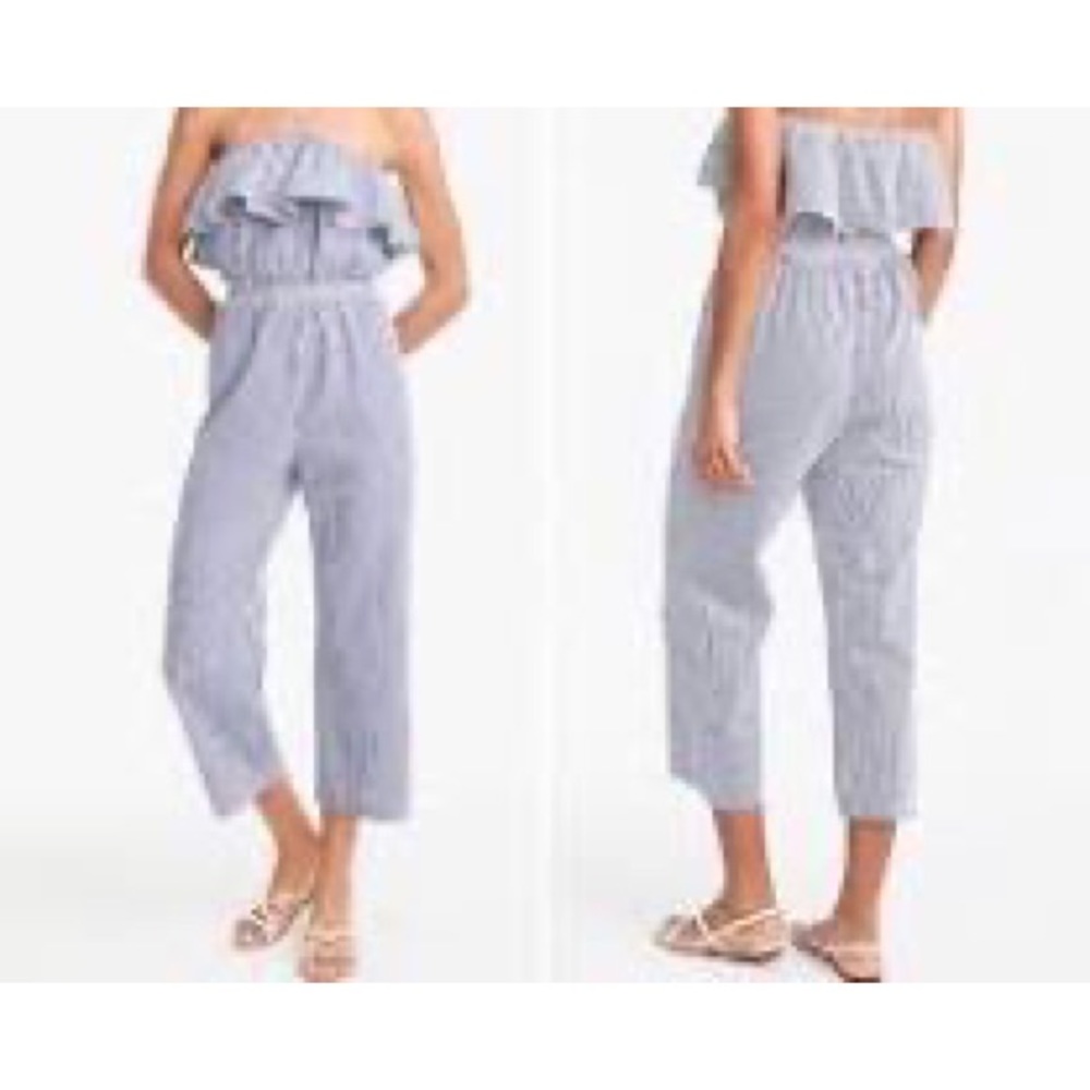 J. Crew Light Blue Ruffle Jumpsuit